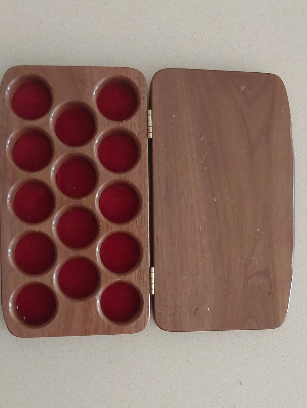 Wooden Collector Case with Red Felt Cups